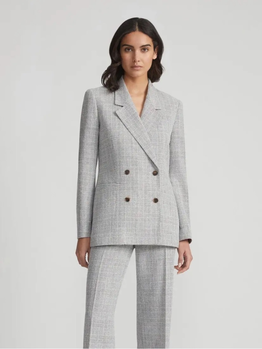 Lafayette 148 New York Boucle Plaid Double-Breasted Blazer